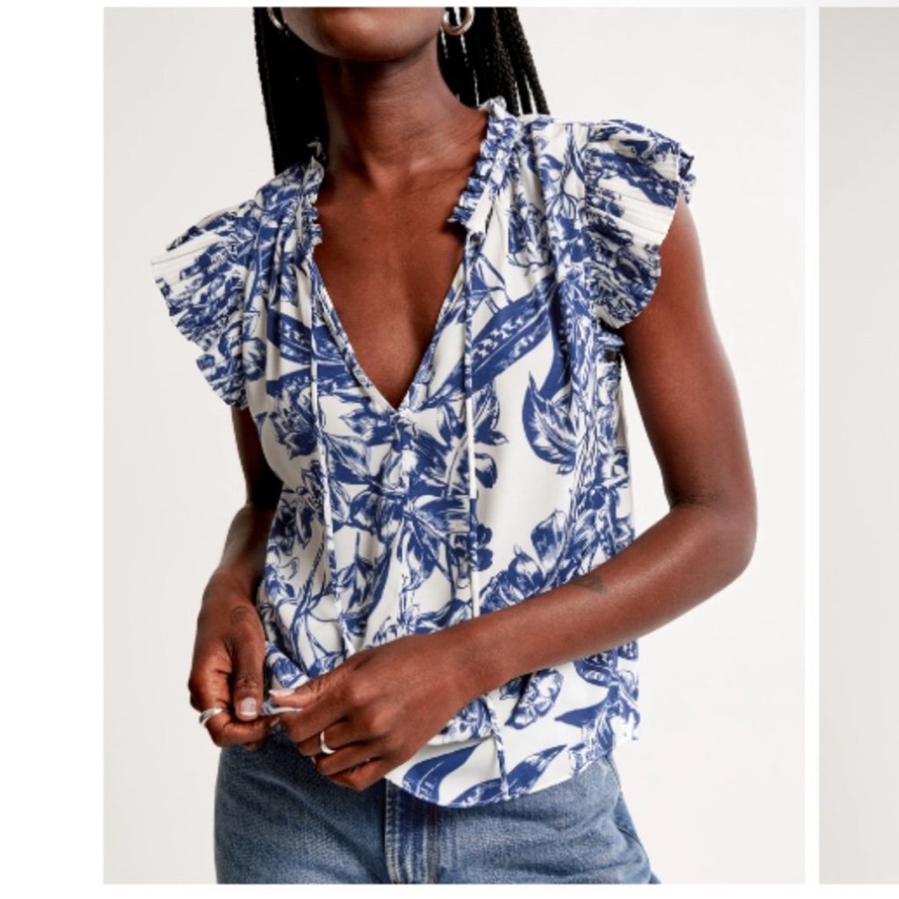 A&F Ruffle Angel Sleeve Top